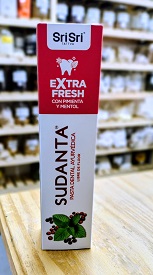 PASTA DENTAL AYURVEDICA EN GEL SUDANTE EXTRA FRESH PIMIENTA Y MENTOL x 200 Gr SIN TACC