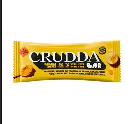 CRUDDA BAR BARRA PROTEICA SABOR BANANA Y TOFFEE X 40 gr SIN TACC