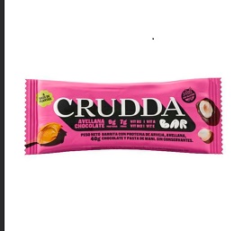 CRUDDA BAR BARRA PROTEICA SABOR AVELLANA Y CHOCOLATE X 40 gr SIN TACC