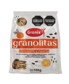 GRANOLITAS GALLETITAS INTEGRALES CHOCOLATE Y NARANJA X 150 GR