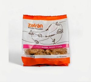 GALLETITAS INTEGRALES VEGANAS ZAFRAN AVENA, PASAS Y CHIA x 150gr