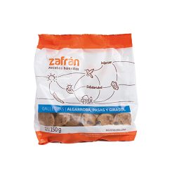 GALLETITAS INTEGRALES VEGANAS ZAFRAN ALGARROBA, PASAS Y GIRASOL x 150gr